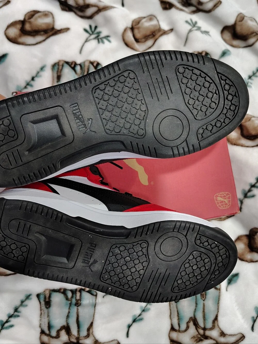 PUMA Rebound V6 Red, Black & White High-Top Sneakers